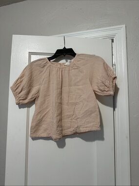 Girls' Lightweight Puff Sleeve Top - Blush Pink